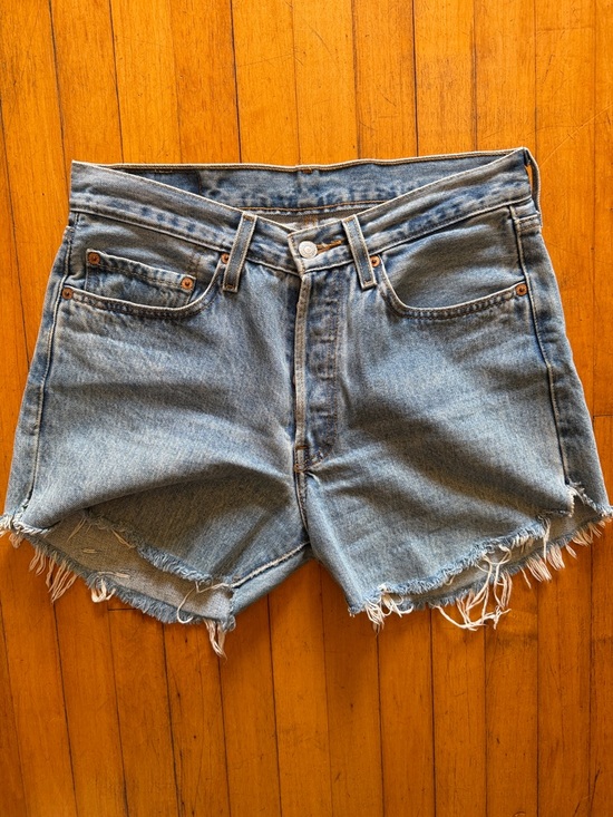 Levi's Pants - Levi’s cut-off 501 // Light Blue Denim Cutoff Shorts - distressed // 31x32